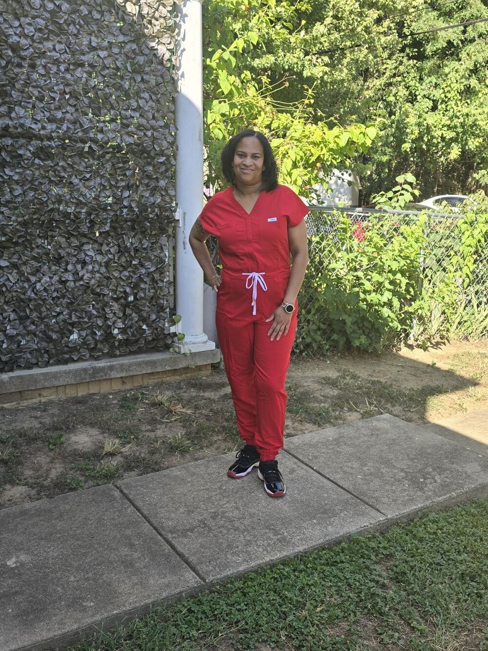 Red Scrub Medical Onesie – Comfortable, Functional & Stylish - Medium